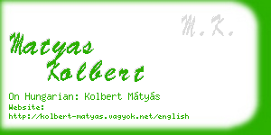 matyas kolbert business card